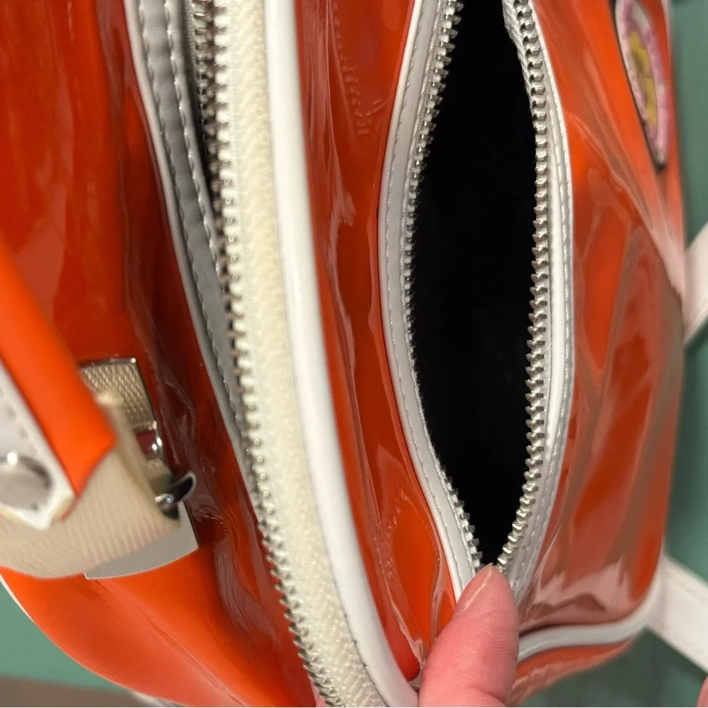 Teddy Fresh Glossy Orange and White Mini PVC Backpack